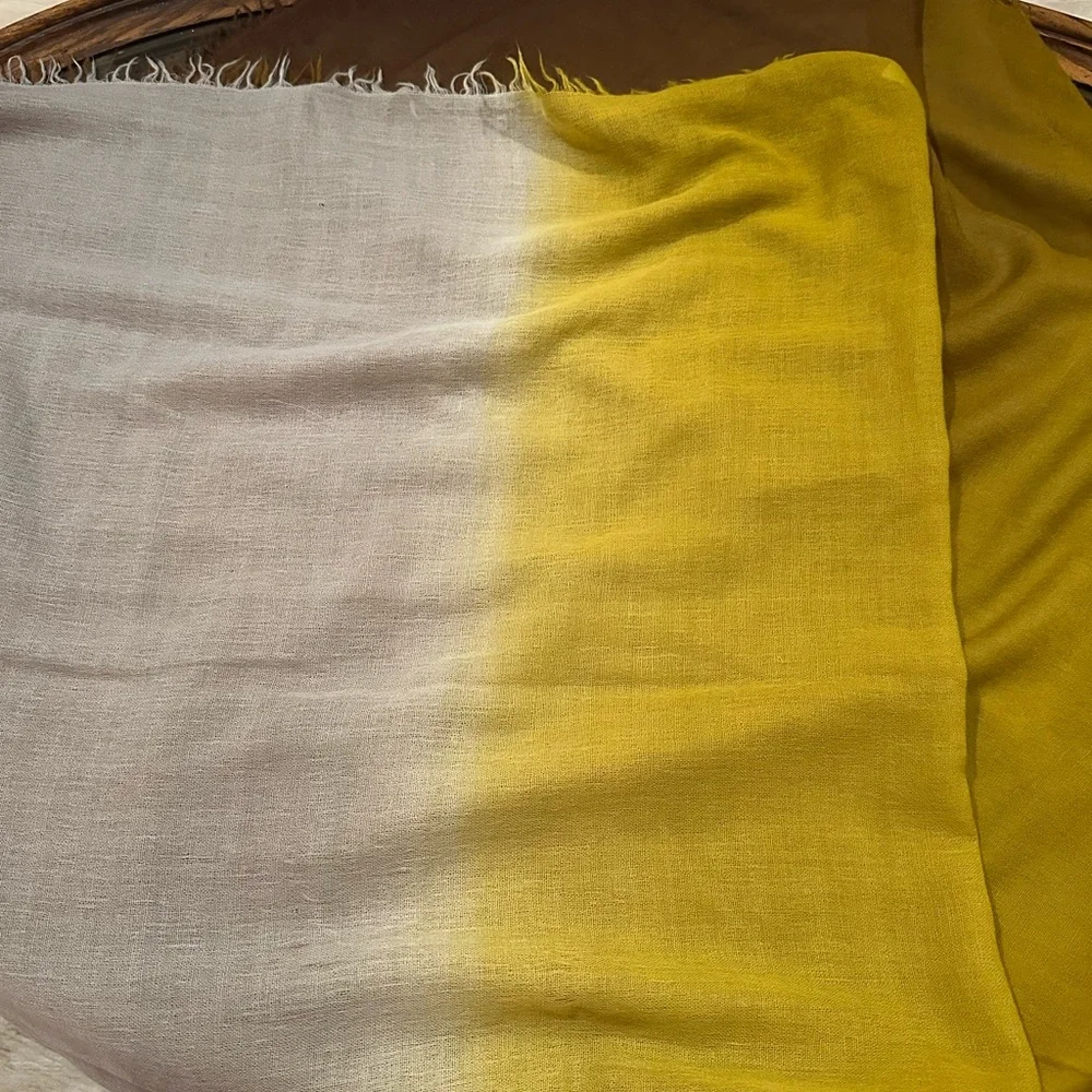Bajra lightweight wool scarf - ombre grey yellow brown - Picture 4 of 4